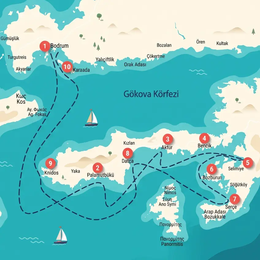 Route & Hisaronu Gulf bays