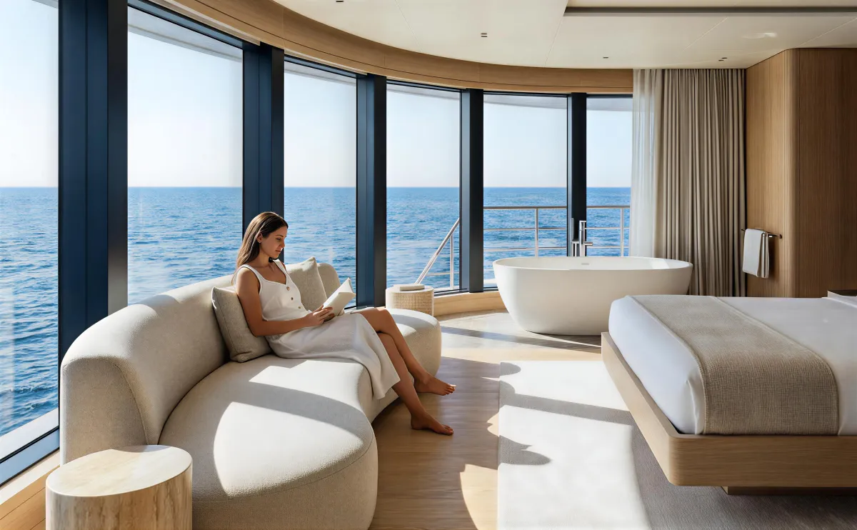 Accessible master cabin with wide spaces and sea view