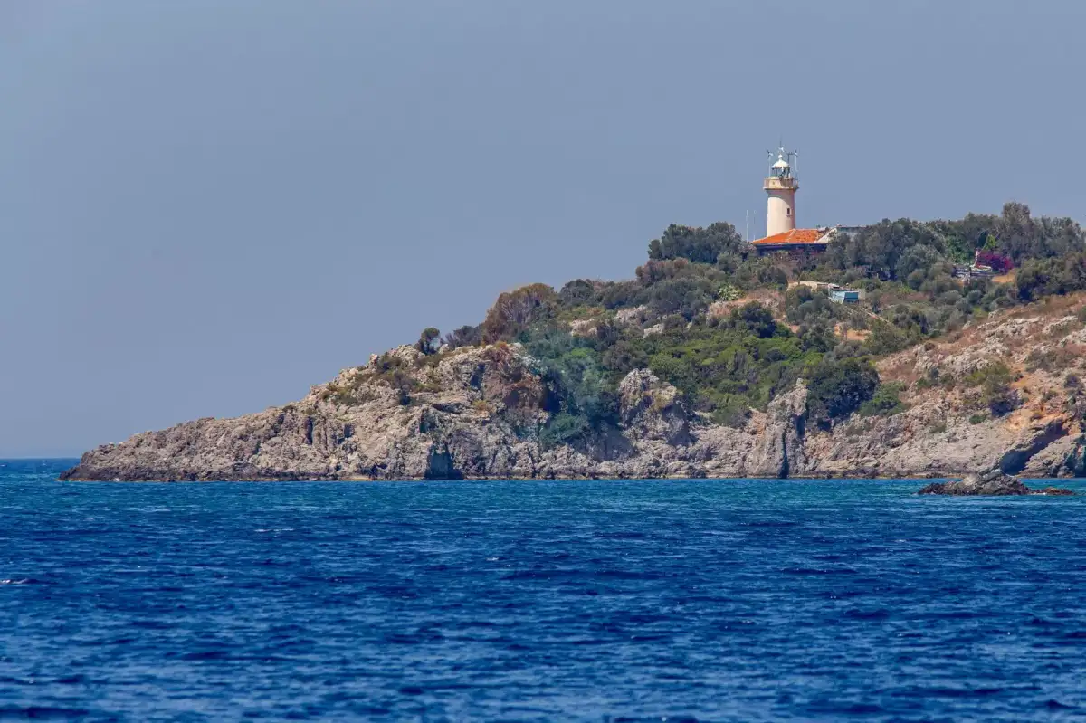 Red Island sunset yacht photography spot on Marmaris-Fethiye route Turkey