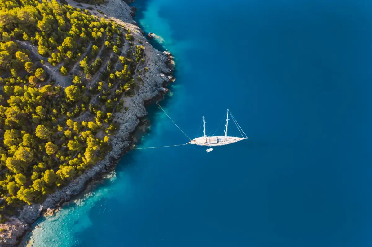 Modern eco-friendly gulet demonstrating sustainable sailing practices in Mediterranean waters