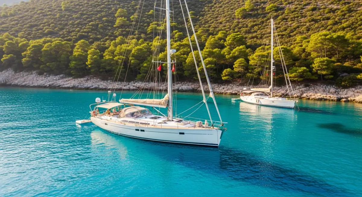 Affordable bareboat charter turkey yacht in exclusive Turkish bay