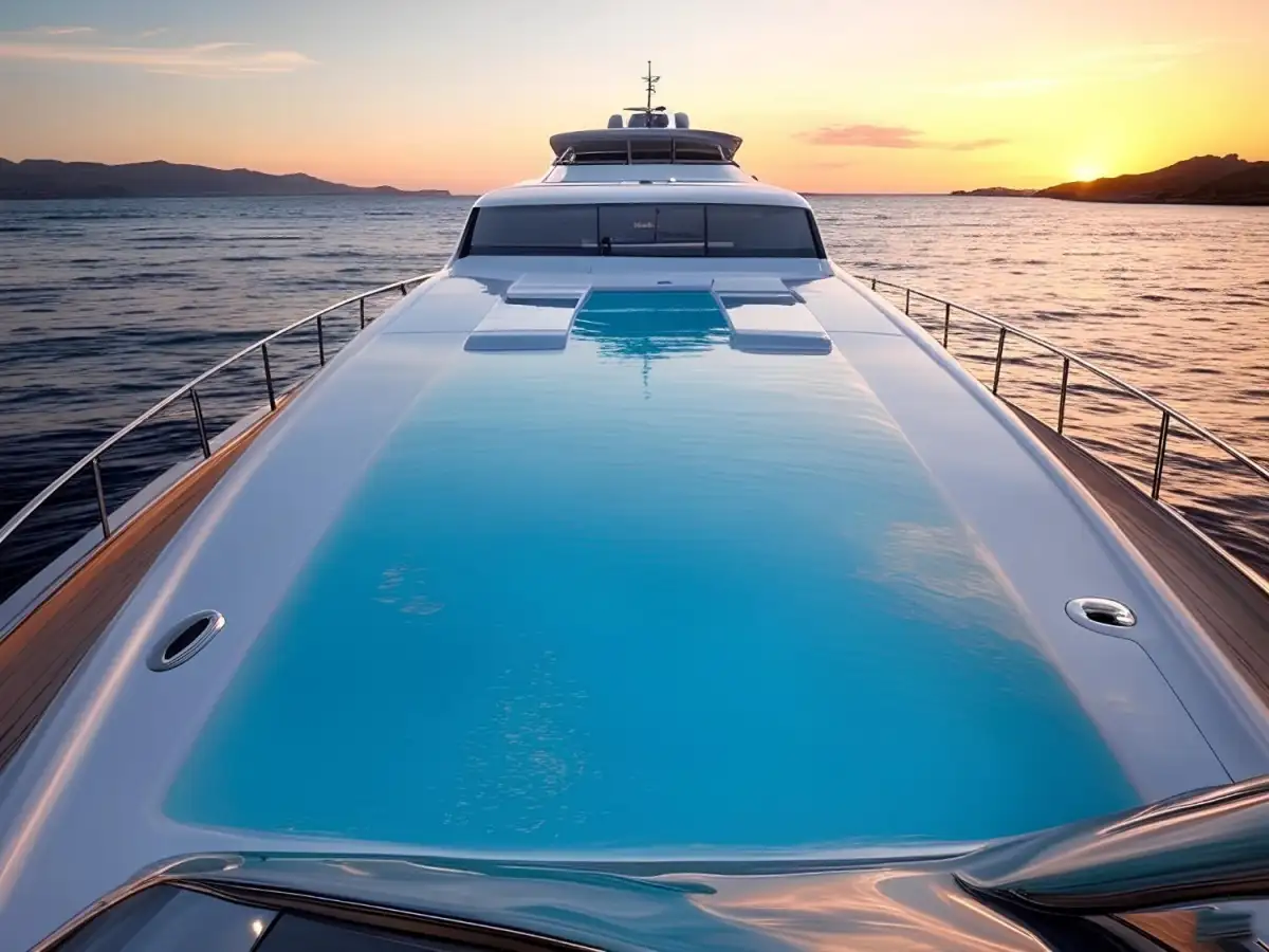 Cutting-edge swimming pool design featuring infinity edges on luxury megayachts