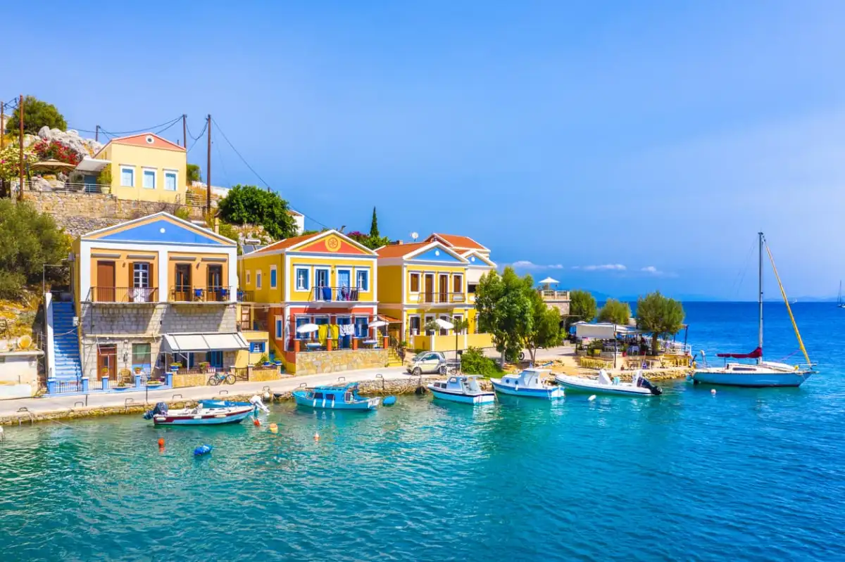Symi Island colorful harbor yacht photography Greek islands extension